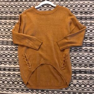Cozy mine Chestnut Brown Sweater Woven Detail Size S